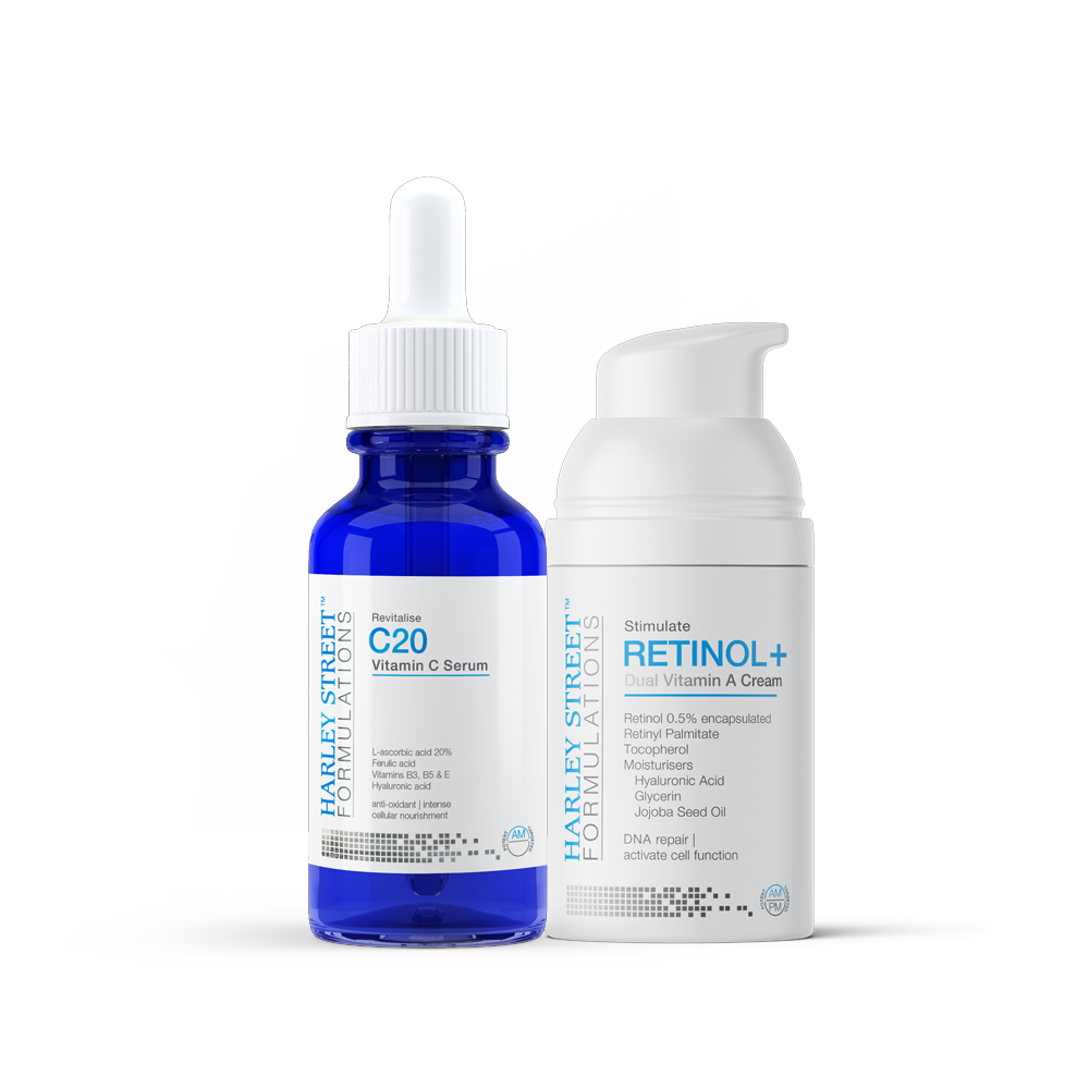 Harley Street Formulations Super Skin Duo — C20 Vitamin C Serum and Retinol+ Dual Vitamin A Cream