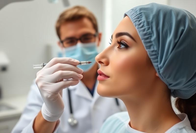 Medical professional demonstrating injection technique with confidence and precision