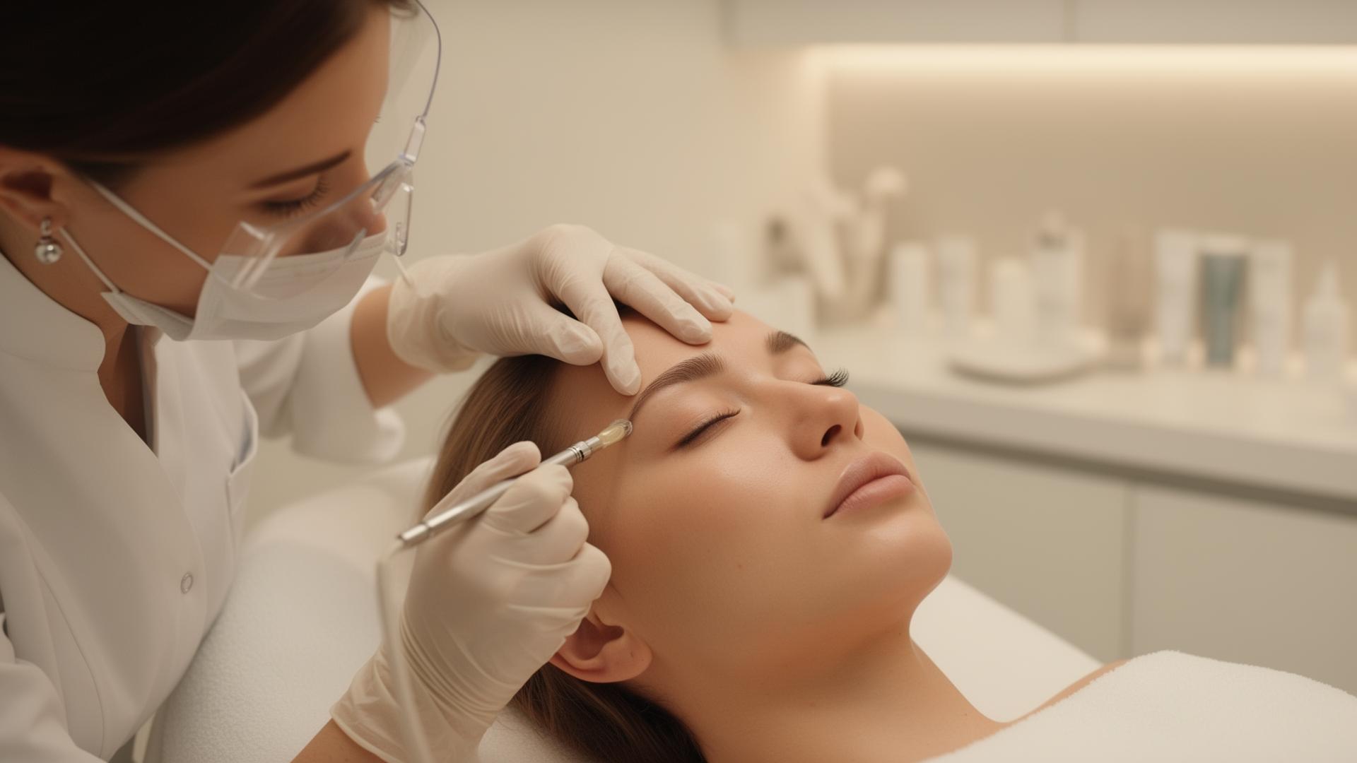Aesthetic practitioner performing a skin rejuvenation treatment in a modern clinical setting