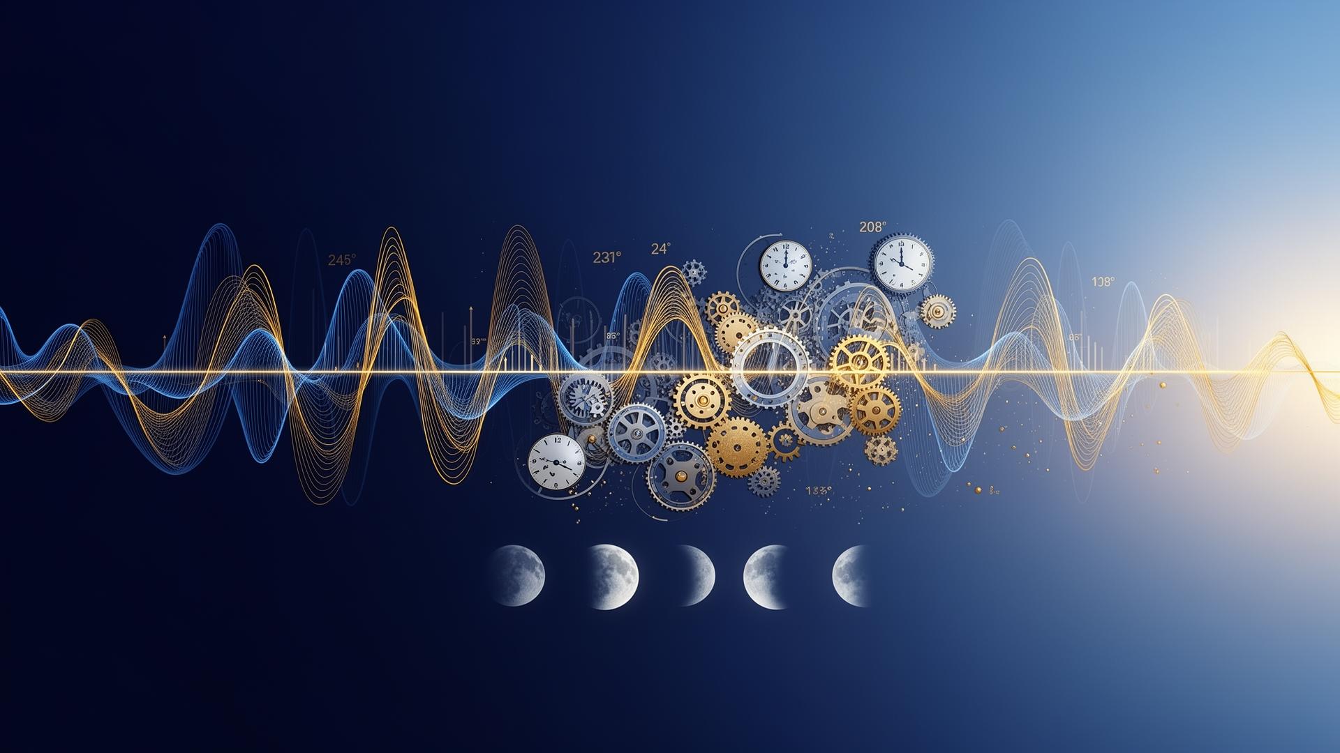 Abstract visualization of circadian rhythms and biological clocks in anti-ageing medicine