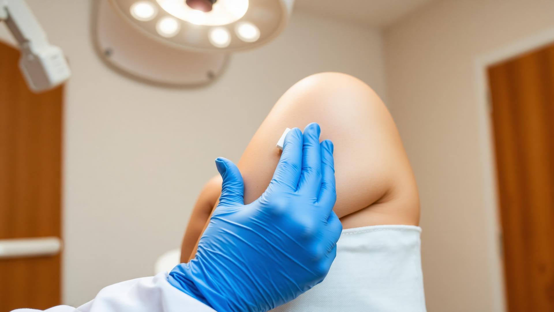 Hyperhidrosis assessment — practitioner evaluating axillary area for excessive sweating botox treatment