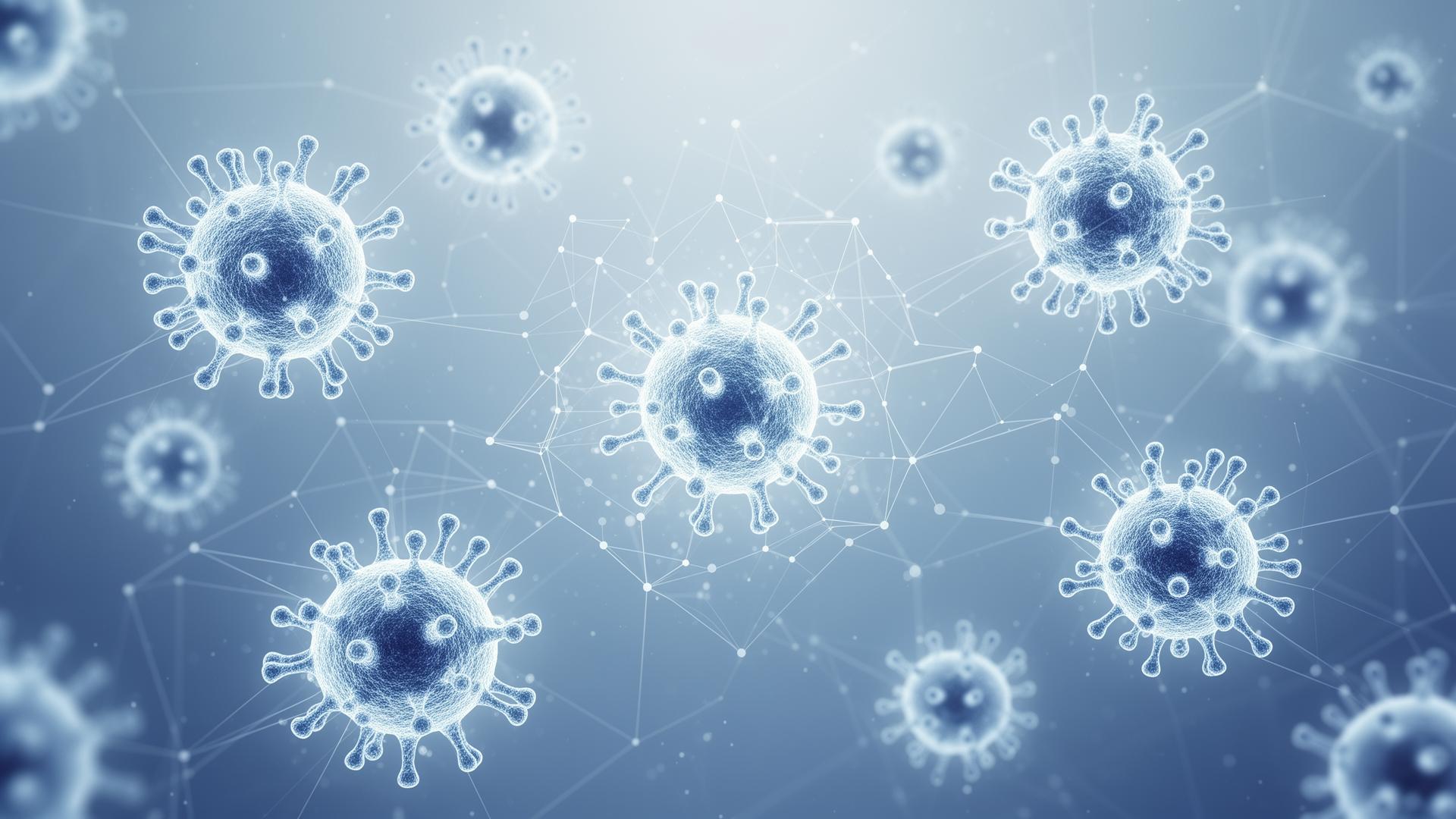 Abstract visualization of immune cells and resilience networks representing immune ageing and frailty in anti-ageing medicine