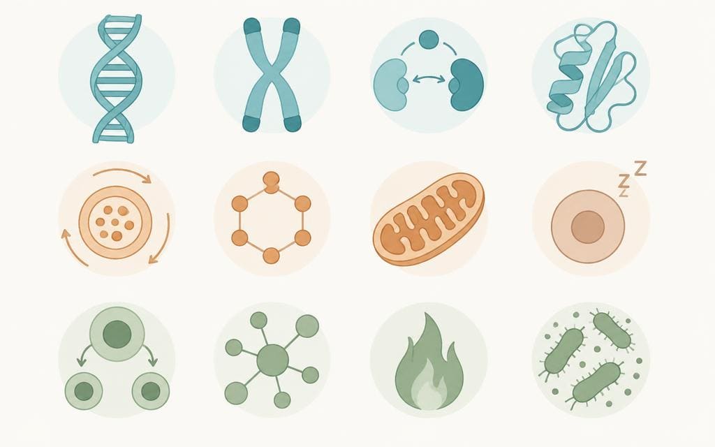 Illustration of the twelve hallmarks of ageing grouped into primary, antagonistic and integrative categories