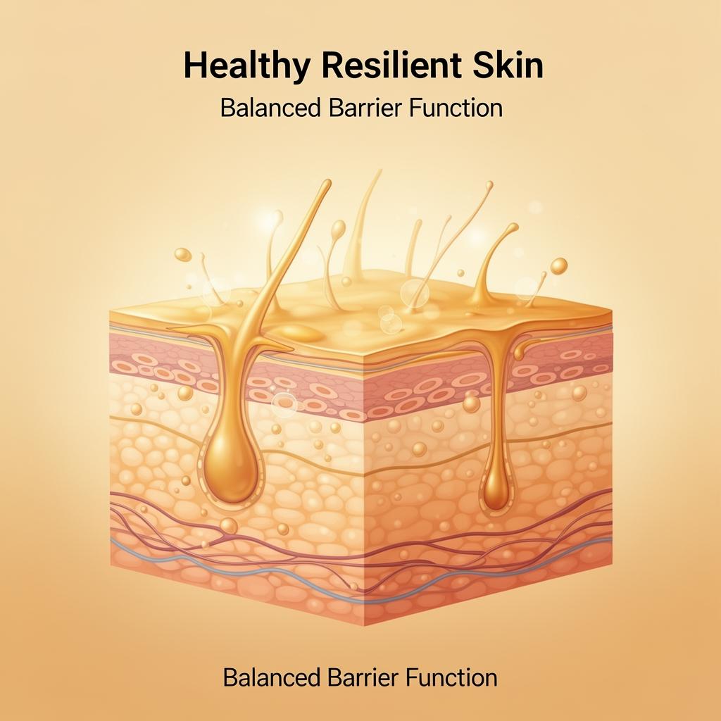 Illustration of healthy resilient skin with balanced barrier function