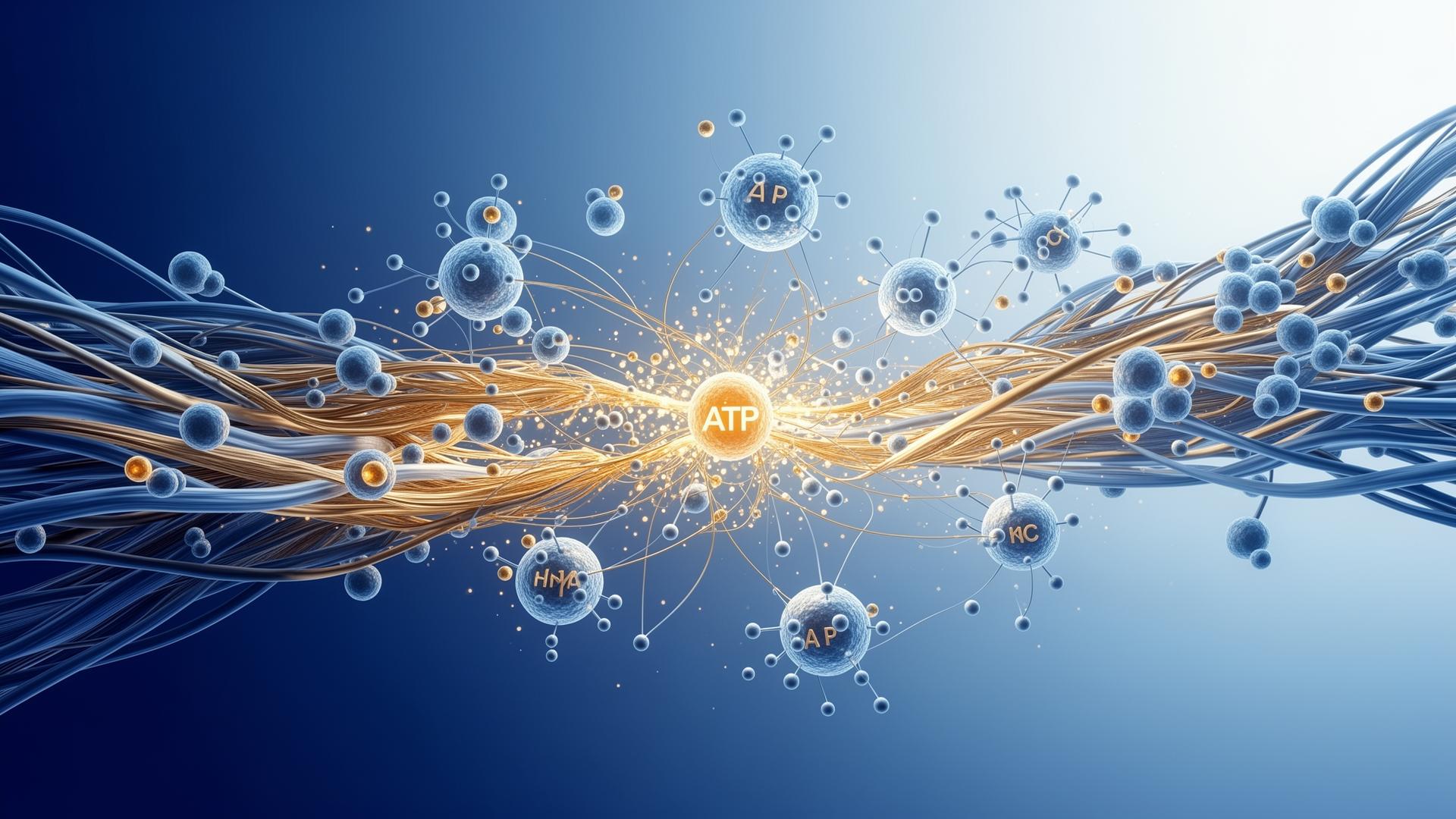 Abstract visualization of metabolic and inflammatory pathways in anti-ageing medicine