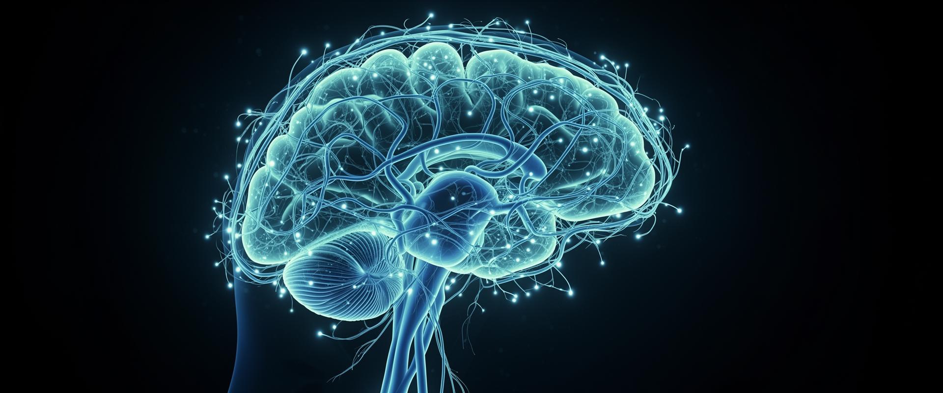 Abstract visualization of brain neural networks representing neurovascular regulation in anti-ageing medicine
