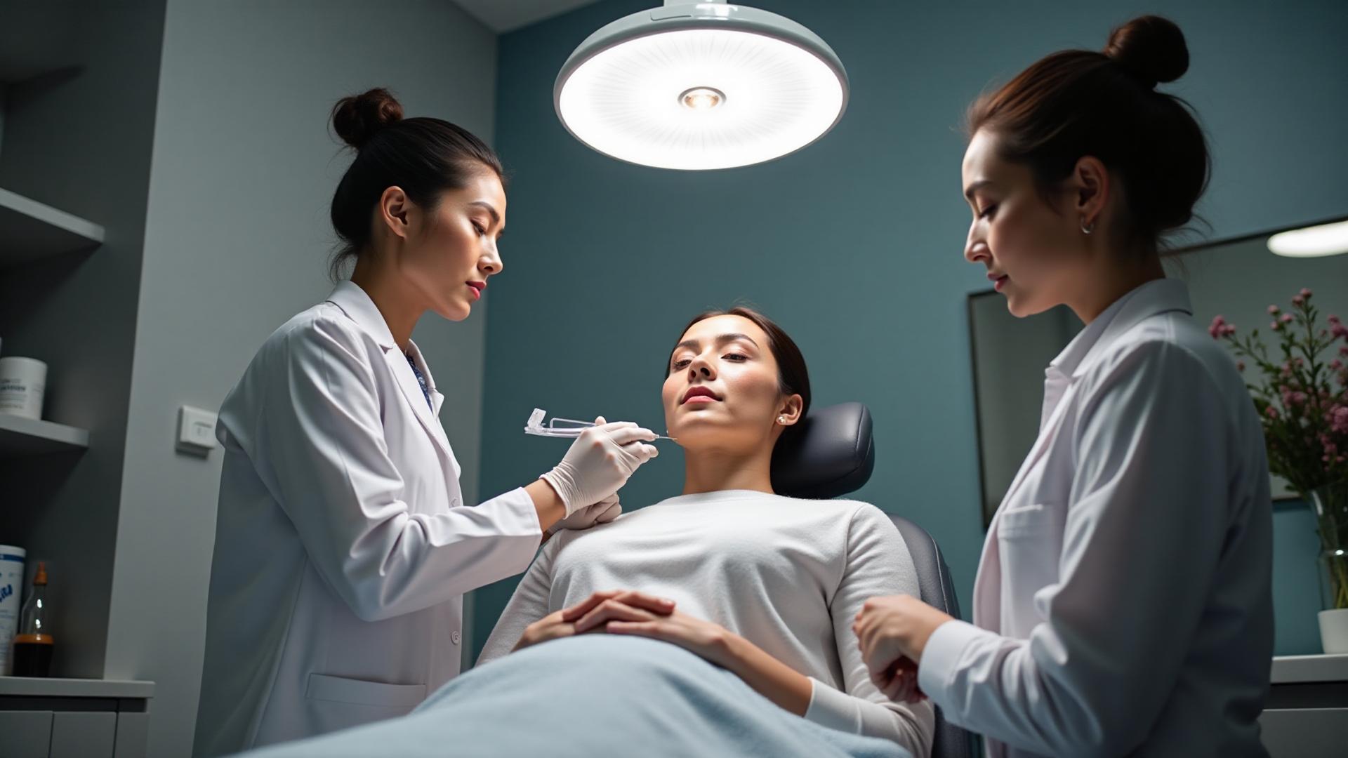Aesthetic medicine training at Harley Street Institute showing medical professionals learning injection techniques