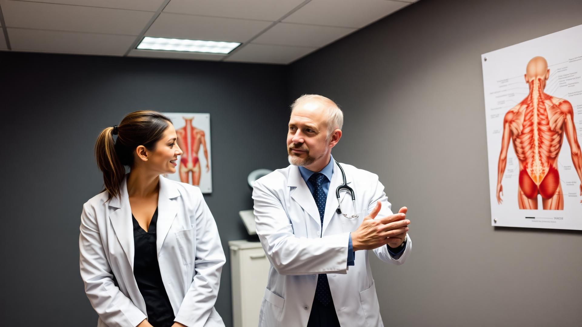 Trigger point assessment — practitioner evaluating myofascial pain for therapeutic botox treatment